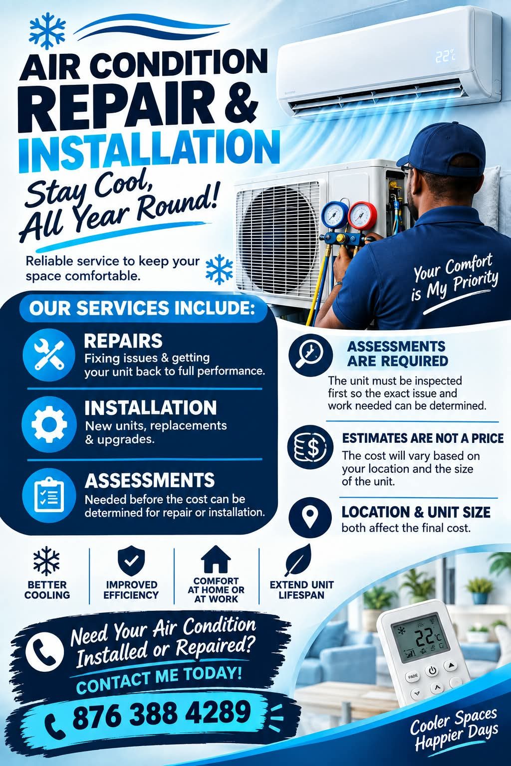 ❄️ NEED YOUR AIR CONDITIONER REPAIRED OR INSTALLED?