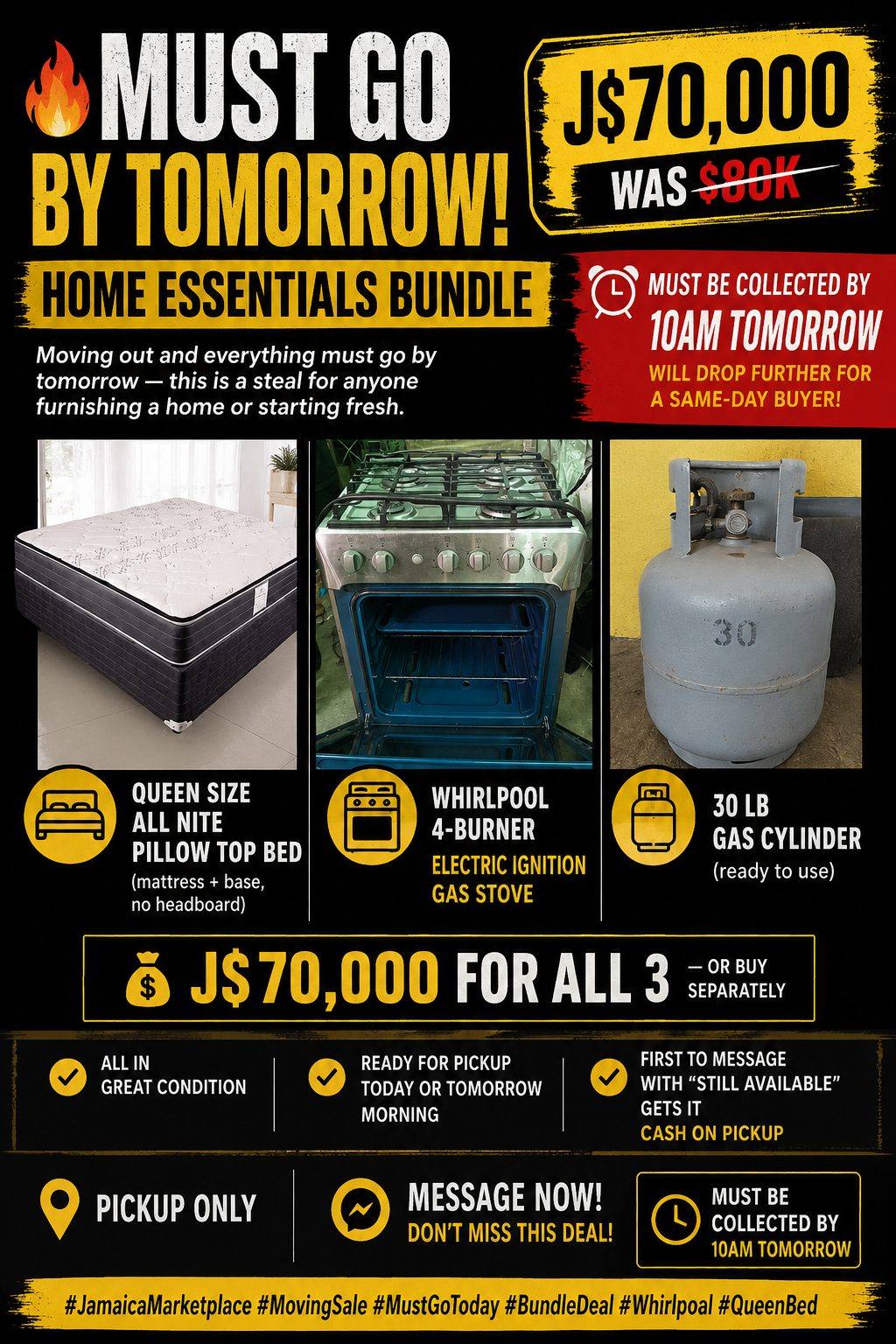 🚨 MOVING SALE — MUST GO BY TODAY! 🚨